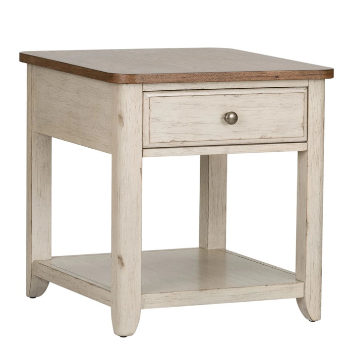 Farmhouse Reimagined End Table with Basket in Antique White image