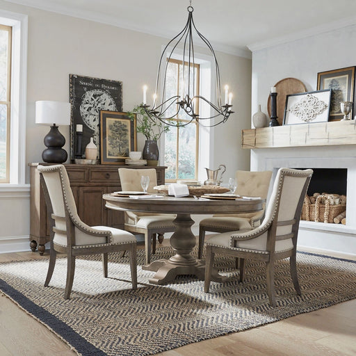 Americana Farmhouse 5 Piece Pedestal Table Set image