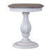 Magnolia Manor Round Accent Table in Antique White Base w/ Weathered Bark Tops image