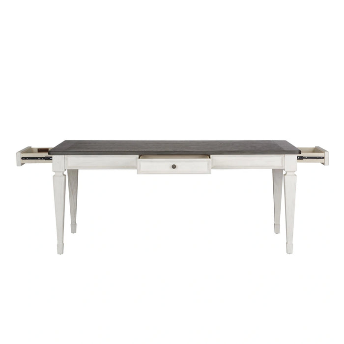 Allyson Park Rectangular Leg Table in White with Charcoal image
