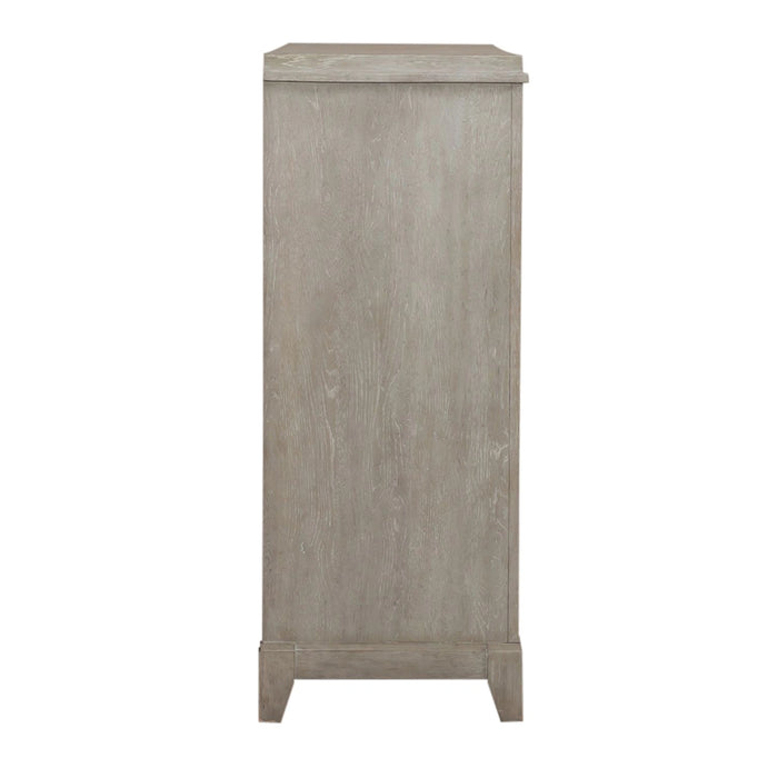 Belmar 9 Drawer Bureau Dresser in Washed Taupe and Silver Champagne image