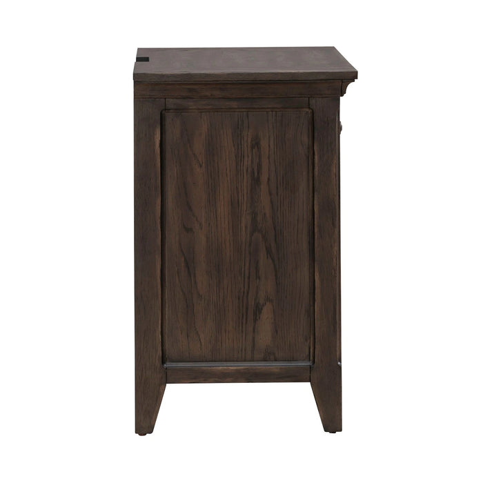 Paradise Valley Nightstand with Charging Station in Saddle Brown image