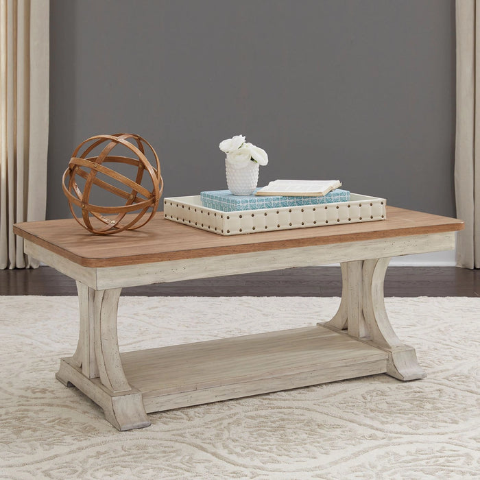 Farmhouse Reimagined Rectangular Cocktail Table in Antique White image