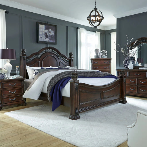 Messina Estates King California Poster Bed, Dresser & Mirror, Chest, Night Stand image