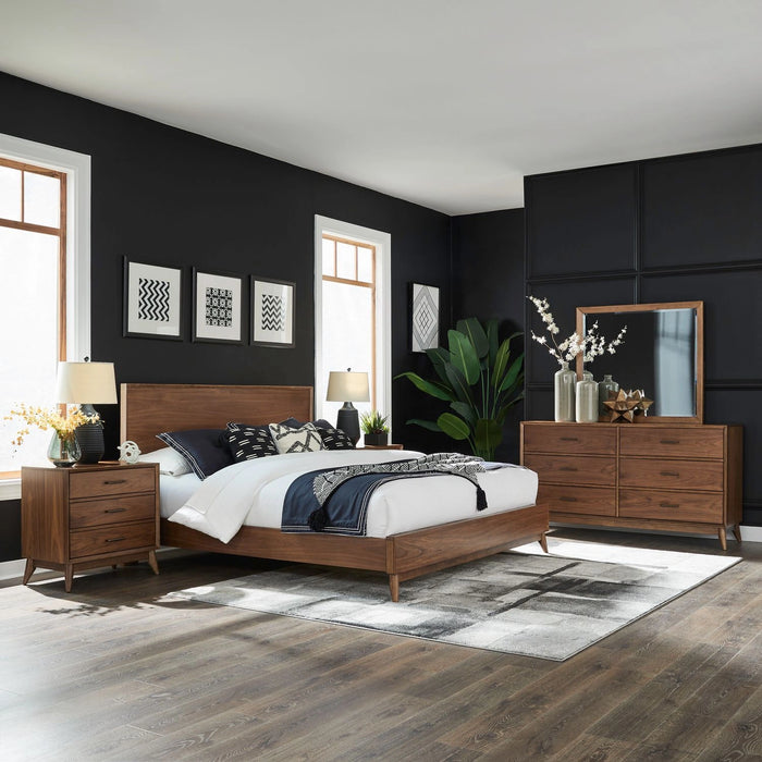 Century Modern King Platform Bed, Dresser & Mirror, Night Stand image