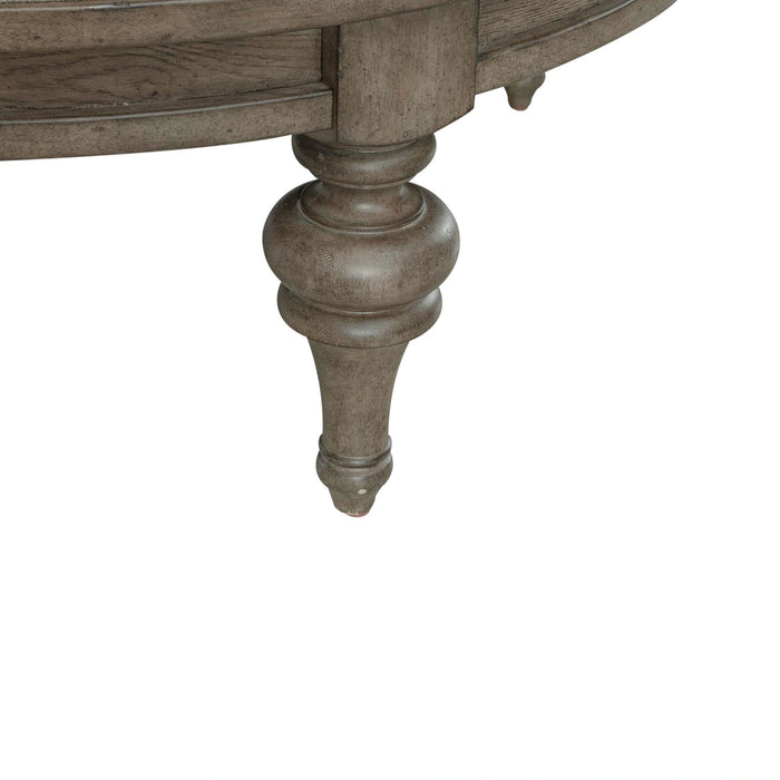 Americana Farmhouse Round Cocktail Ottoman in Dusty Taupe image