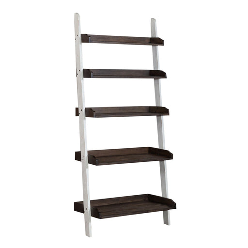 Farmhouse Leaning Bookcase in White/Oak - Plourde Furniture Co (Caribou, ME)