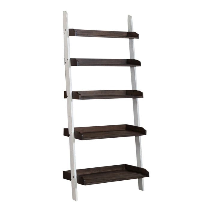 Farmhouse Leaning Bookcase in White/Oak - Plourde Furniture Co (Caribou, ME)