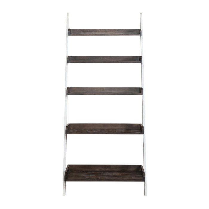 Farmhouse Leaning Bookcase in White/Oak - Plourde Furniture Co (Caribou, ME)