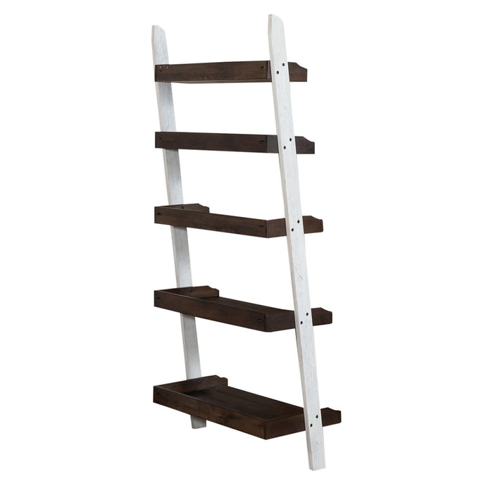 Farmhouse Leaning Bookcase in White/Oak - Plourde Furniture Co (Caribou, ME)