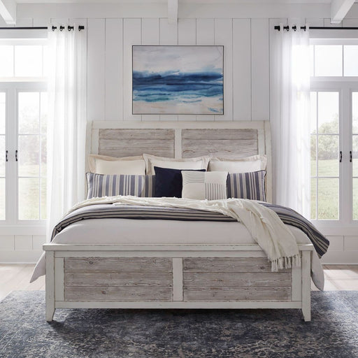 Liberty Furniture Backroads King Sleigh Bed in Weathered White/Parchment Brown image