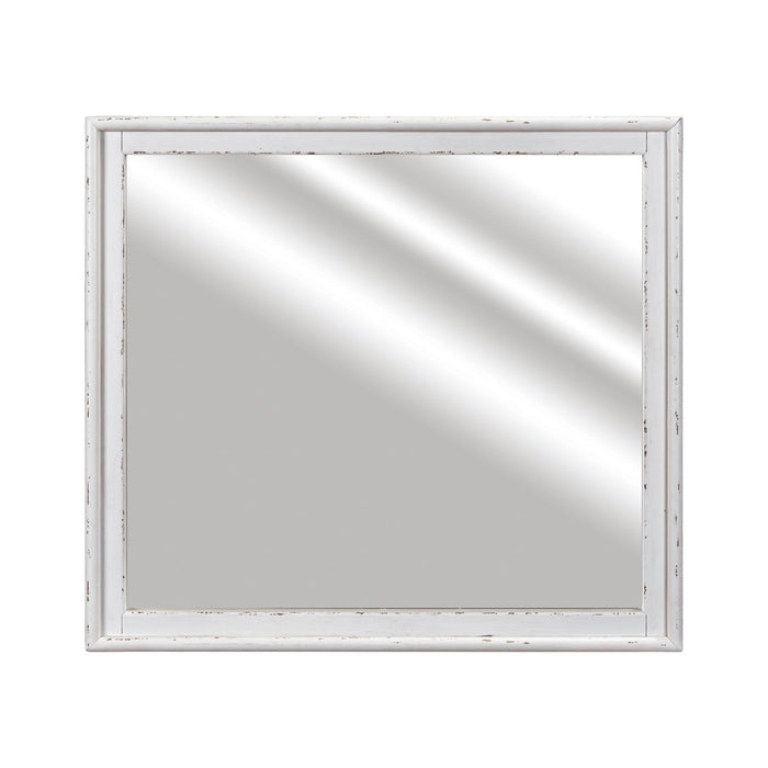 Backroads Landscape Mirror in Weathered White/Parchment Brown - Plourde Furniture Co (Caribou, ME)