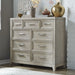 Belmar 9 Drawer Bureau Dresser in Washed Taupe and Silver Champagne image