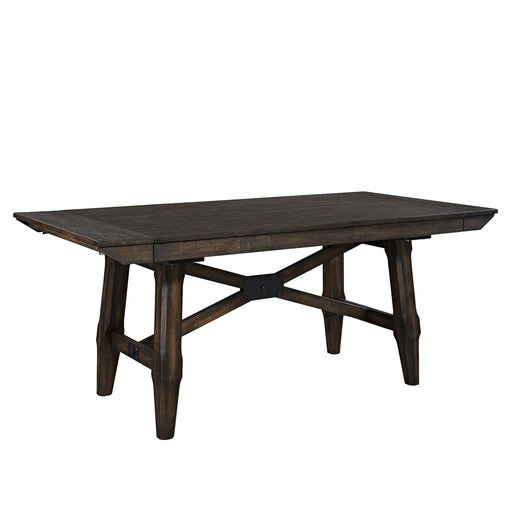 Double Bridge Trestle Table in Dark Chestnut - Plourde Furniture Co (Caribou, ME)