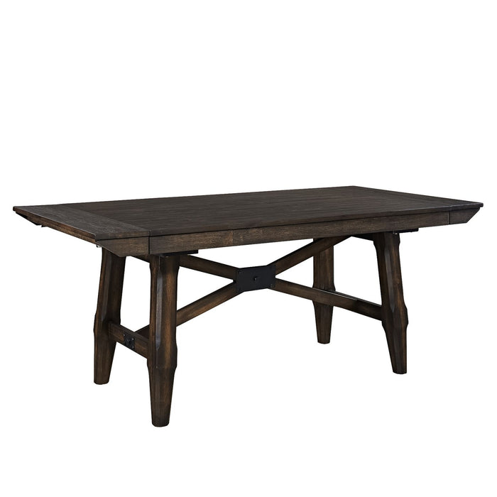 Double Bridge Trestle Table in Dark Chestnut - Plourde Furniture Co (Caribou, ME)
