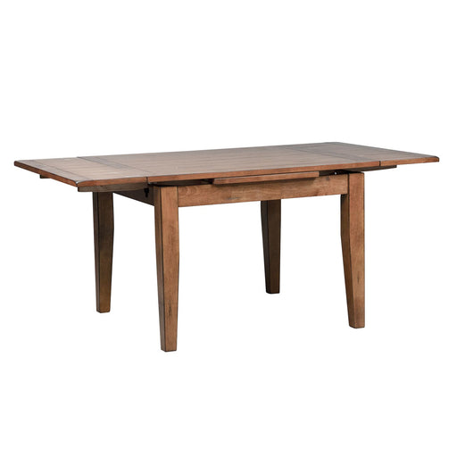Treasures Retractable Leg Table in Rustic Oak Finish - Plourde Furniture Co (Caribou, ME)