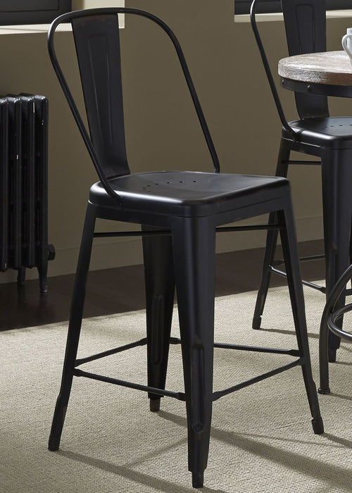 Liberty Furniture Vintage Dining Series Bow Back Counter Chair in Black (Set of 2)