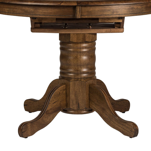 Carolina Crossing Oval Pedestal Table in Antique Honey - Plourde Furniture Co (Caribou, ME)