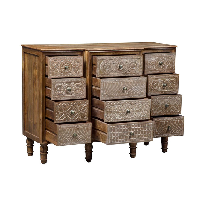 Liberty Furniture Montrose 12 Drawer Accent Cabinet in Weathered Honey