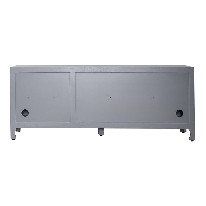 Marisol 65 Inch 3 Door Accent TV Stand in Weathered Honey and Soft Wash Gray - Plourde Furniture Co (Caribou, ME)