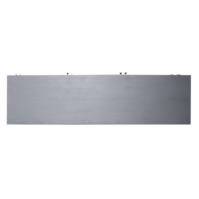Marisol 65 Inch 3 Door Accent TV Stand in Weathered Honey and Soft Wash Gray - Plourde Furniture Co (Caribou, ME)