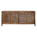 Marisol 74 Inch 4 Door Accent TV Stand in Weathered Honey and Soft Wash Gray - Plourde Furniture Co (Caribou, ME)