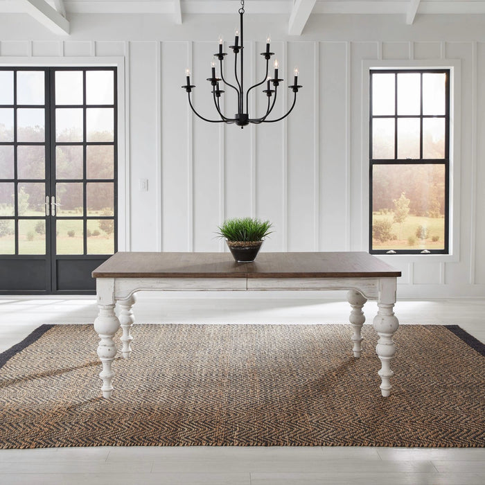 River Place Rectangular Leg Table in Riverstone White & Tobacco image