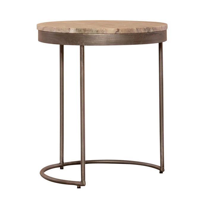 Eclipse Nesting Tables in Greystone Marble Top w/ Pewter Metal image