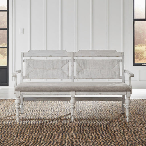 Liberty Furniture River Place Panel Back Bench in Riverstone White & Tobacco image