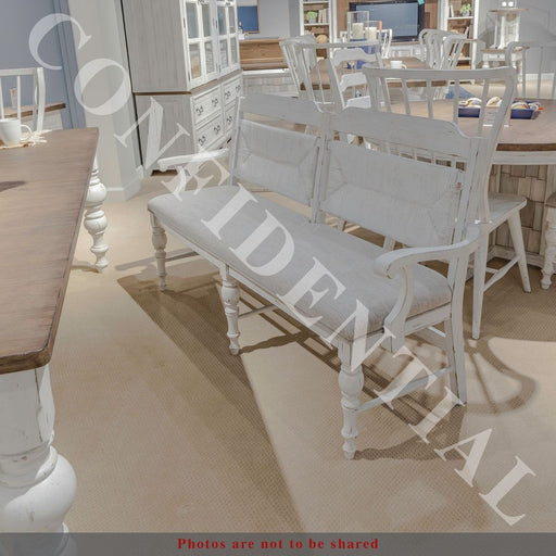 Liberty Furniture River Place Panel Back Bench in Riverstone White & Tobacco image