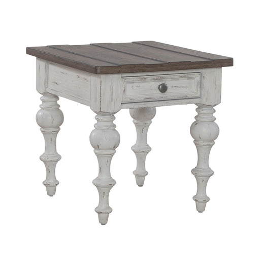 River Place End Table in Riverstone White & Tobacco - Plourde Furniture Co (Caribou, ME)