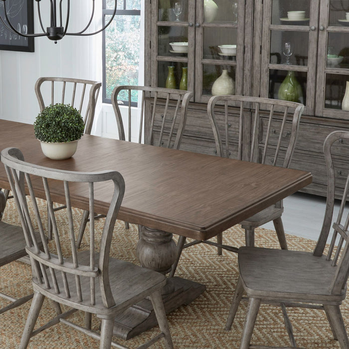 River Place 5 Piece Trestle Table Set - Plourde Furniture Co (Caribou, ME)