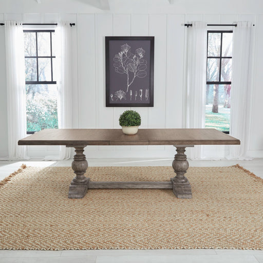 Liberty Furniture River Place Trestle Table in Riverstone Gray & Tobacco image