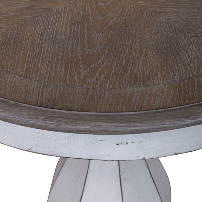 Magnolia Manor Round Accent Table in Antique White Base w/ Weathered Bark Tops - Plourde Furniture Co (Caribou, ME)