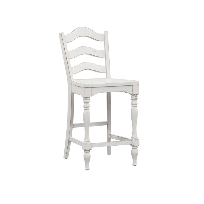 Liberty Furniture Magnolia Manor Ladder Back Counter Chair (Set of 2) in Antique White & Weathered Bark image