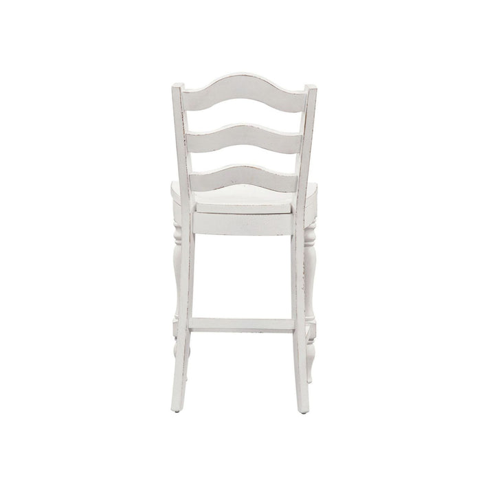 Liberty Furniture Magnolia Manor Ladder Back Counter Chair (Set of 2) in Antique White & Weathered Bark