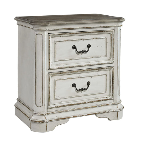 Magnolia Manor Two Drawer Nightstand in Antique White - Plourde Furniture Co (Caribou, ME)