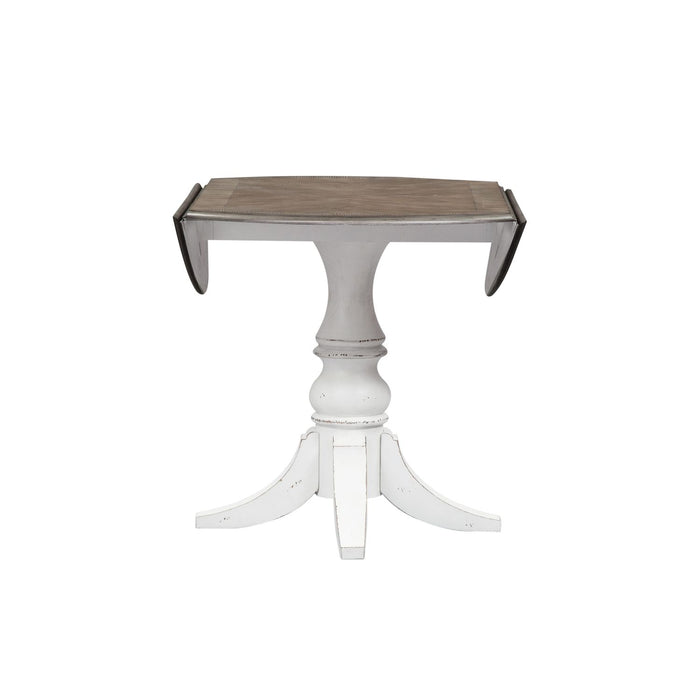 Magnolia Manor Drop Leaf Table in Antique White Base w/ Weathered Bark Tops - Plourde Furniture Co (Caribou, ME)