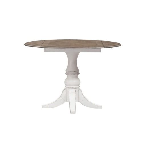 Liberty Furniture Magnolia Manor Drop Leaf Table in Antique White Base w/ Weathered Bark Tops image