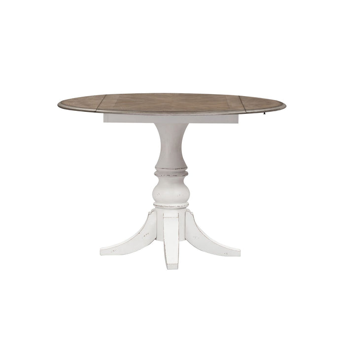 Magnolia Manor Drop Leaf Table in Antique White Base w/ Weathered Bark Tops - Plourde Furniture Co (Caribou, ME)