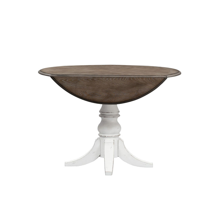 Magnolia Manor Drop Leaf Table in Antique White Base w/ Weathered Bark Tops - Plourde Furniture Co (Caribou, ME)