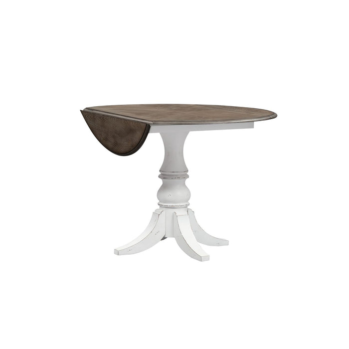 Magnolia Manor Drop Leaf Table in Antique White Base w/ Weathered Bark Tops - Plourde Furniture Co (Caribou, ME)