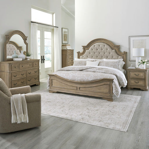 Magnolia Manor King California Uph Bed, Dresser & Mirror, Chest, Night Stand image