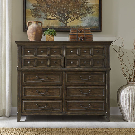 Liberty Furniture Paradise Valley 10 Drawer Chesser in Saddle Brown image