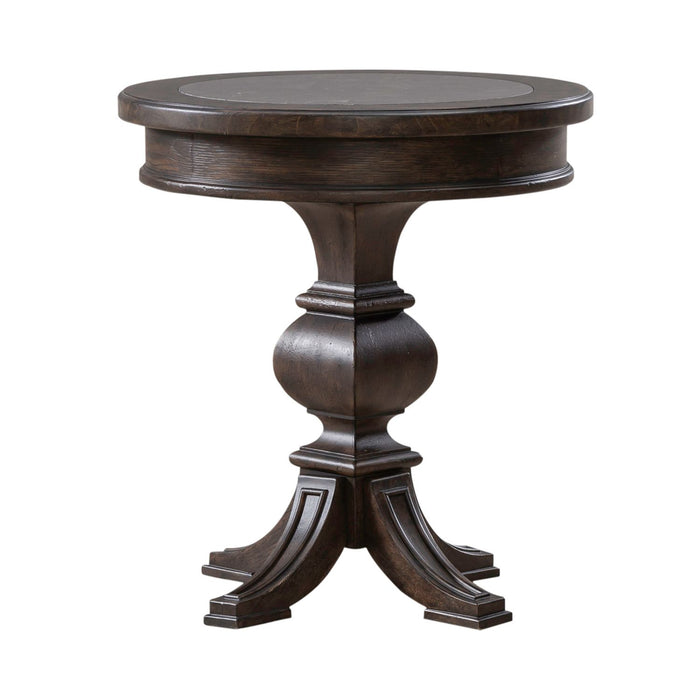 Paradise Valley Round Chairside Table in Saddle Brown