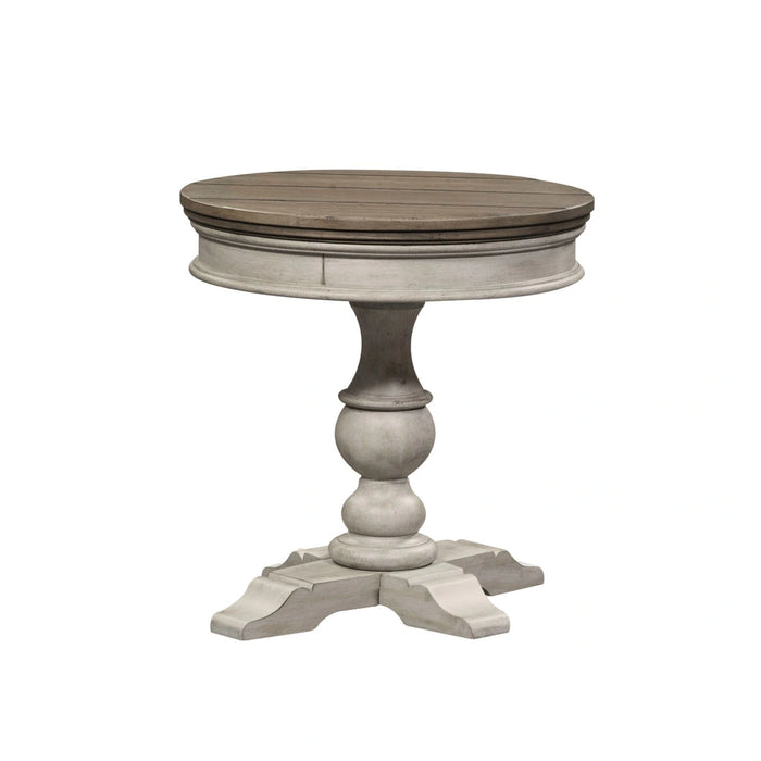 Heartland Round Pedestal Chair Side Table in Antique White image