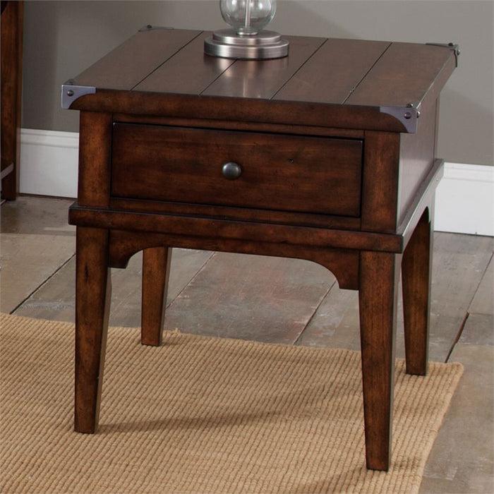 Liberty Aspen Skies End Table in Russet Brown