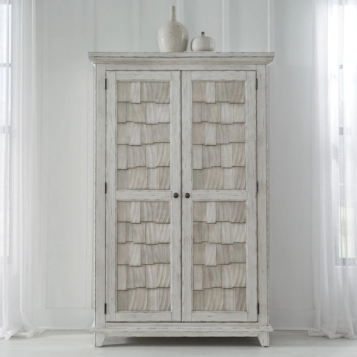 River Place Armoire in Riverstone White and Tobacco image