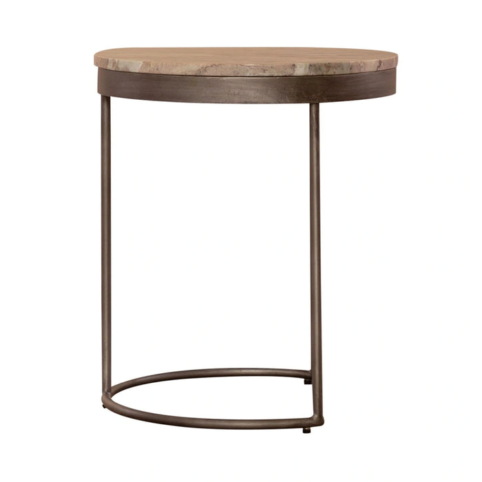 Eclipse Nesting Tables in Greystone Marble Top w/ Pewter Metal image