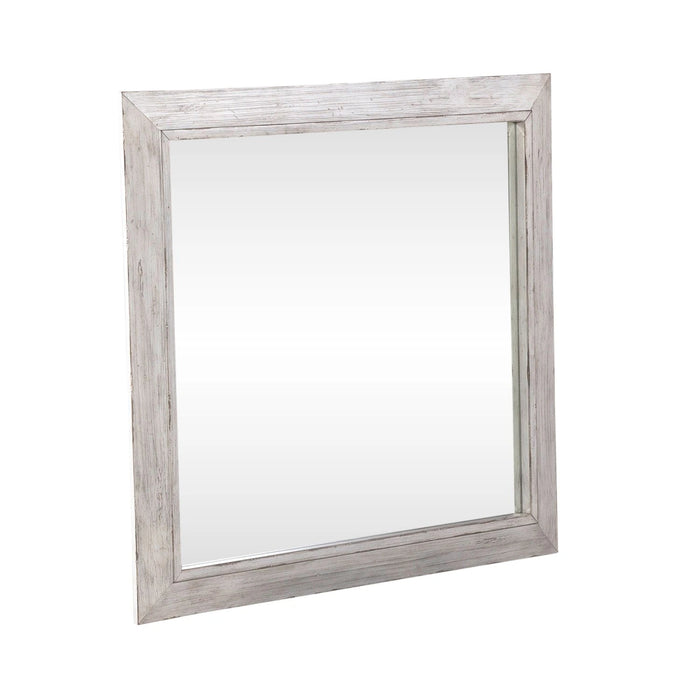 River Place Mirror in Riverstone White and Tobacco image